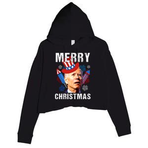 Joe Biden Confused Merry Christmas Fourth Of July Usa Flag Gift Crop Fleece Hoodie