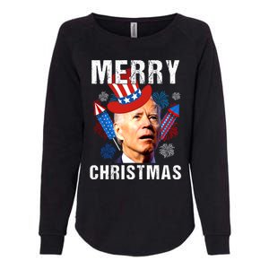 Joe Biden Confused Merry Christmas Fourth Of July Usa Flag Gift Womens California Wash Sweatshirt