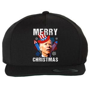 Joe Biden Confused Merry Christmas Fourth Of July Usa Flag Gift Wool Snapback Cap