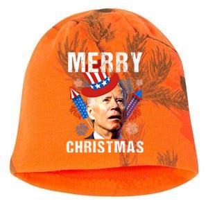 Joe Biden Confused Merry Christmas Fourth Of July Usa Flag Gift Kati - Camo Knit Beanie