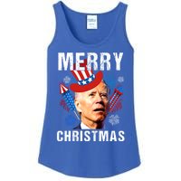 Joe Biden Confused Merry Christmas Fourth Of July Usa Flag Gift Ladies Essential Tank