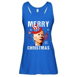 Joe Biden Confused Merry Christmas Fourth Of July Usa Flag Gift Ladies Essential Flowy Tank