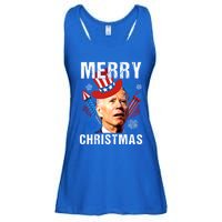 Joe Biden Confused Merry Christmas Fourth Of July Usa Flag Gift Ladies Essential Flowy Tank