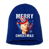 Joe Biden Confused Merry Christmas Fourth Of July Usa Flag Gift Short Acrylic Beanie