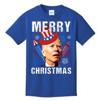 Joe Biden Confused Merry Christmas Fourth Of July Usa Flag Gift Kids T-Shirt