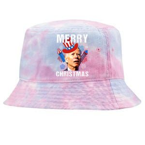 Joe Biden Confused Merry Christmas Fourth Of July Usa Flag Gift Tie-Dyed Bucket Hat