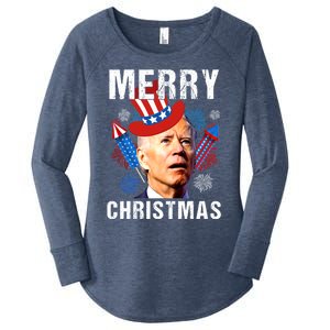 Joe Biden Confused Merry Christmas Fourth Of July Usa Flag Gift Women's Perfect Tri Tunic Long Sleeve Shirt