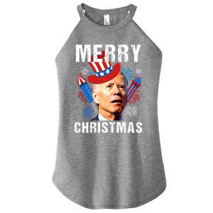 Joe Biden Confused Merry Christmas Fourth Of July Usa Flag Gift Women's Perfect Tri Rocker Tank