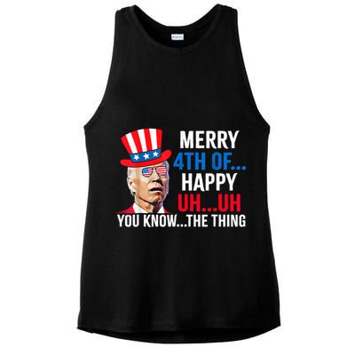 Joe Biden Confused Merry 4th Of July Funny Independence Day Ladies PosiCharge Tri-Blend Wicking Tank