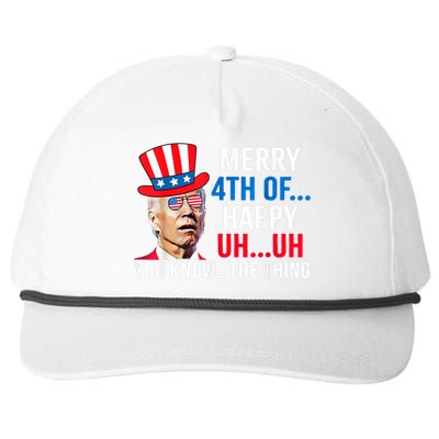 Joe Biden Confused Merry 4th Of July Funny Independence Day Snapback Five-Panel Rope Hat