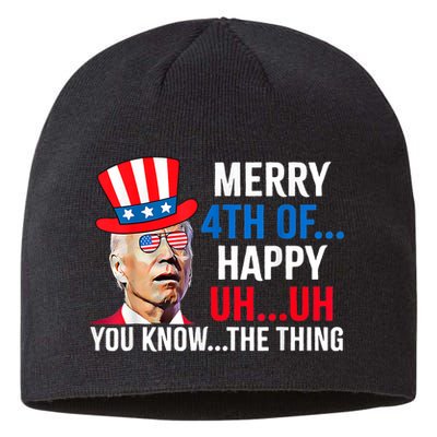 Joe Biden Confused Merry 4th Of July Funny Independence Day Sustainable Beanie