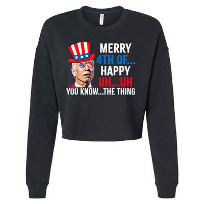 Joe Biden Confused Merry 4th Of July Funny Independence Day Cropped Pullover Crew