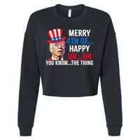 Joe Biden Confused Merry 4th Of July Funny Independence Day Cropped Pullover Crew