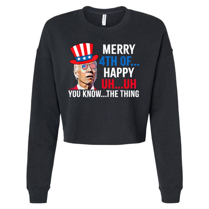 Joe Biden Confused Merry 4th Of July Funny Independence Day Cropped Pullover Crew