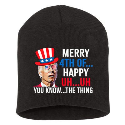 Joe Biden Confused Merry 4th Of July Funny Independence Day Short Acrylic Beanie