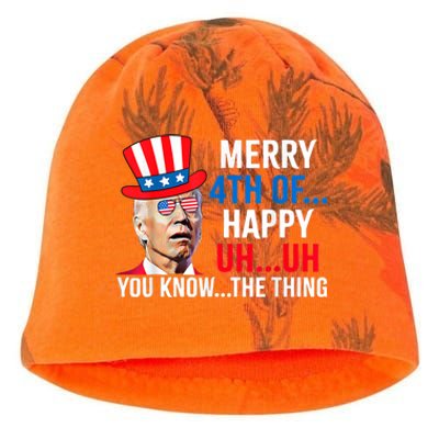 Joe Biden Confused Merry 4th Of July Funny Independence Day Kati - Camo Knit Beanie