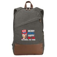 Joe Biden Confused Merry 4th Of July Funny Independence Day Cotton Canvas Backpack