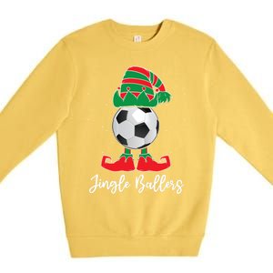 Jingle Ballers Christmas Soccer Ball Xmas Elf Squad Holiday Gift Premium Crewneck Sweatshirt