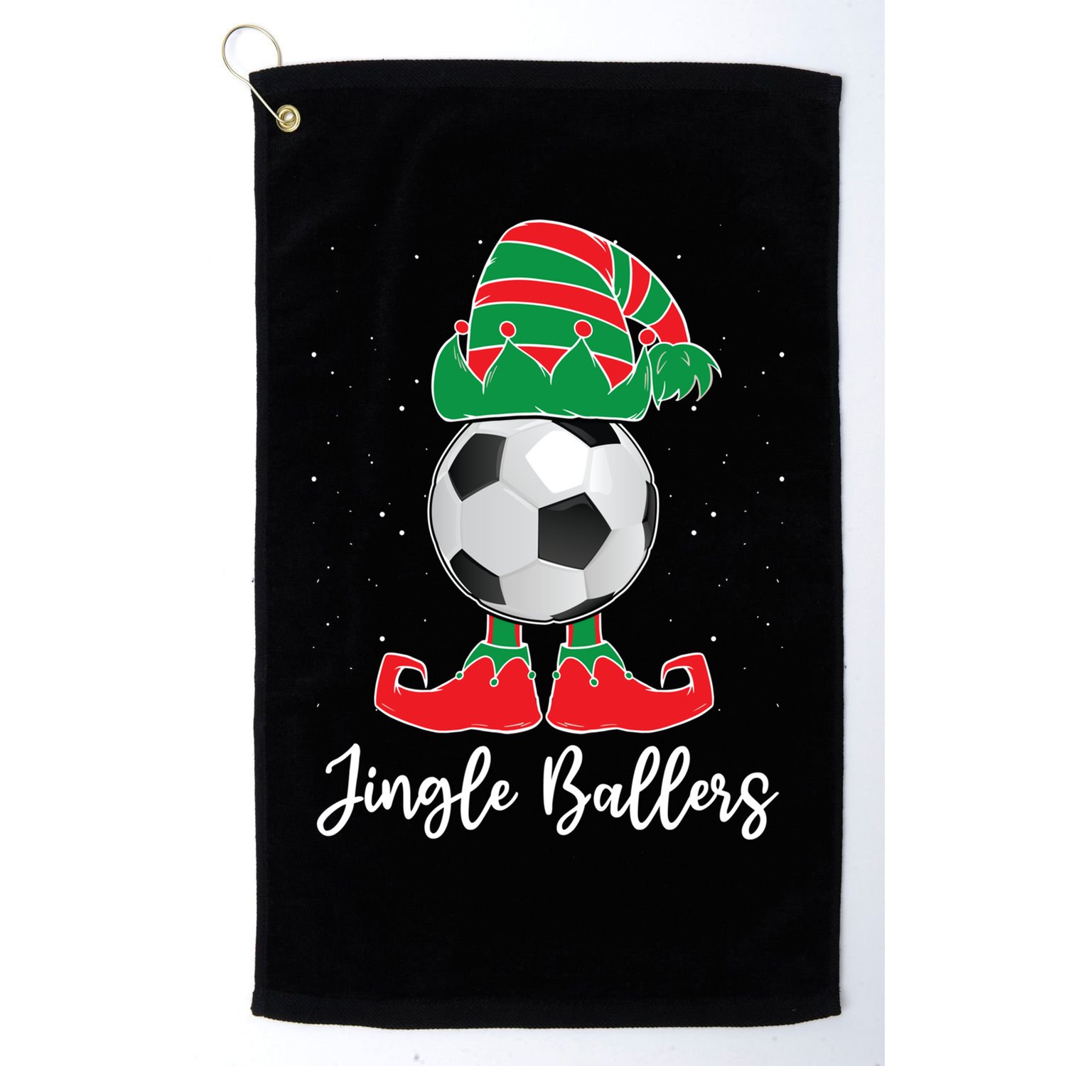 Jingle Ballers Christmas Soccer Ball Xmas Elf Squad Holiday Gift Golf Towel