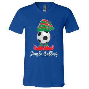 Jingle Ballers Christmas Soccer Ball Xmas Elf Squad Holiday Gift V-Neck T-Shirt