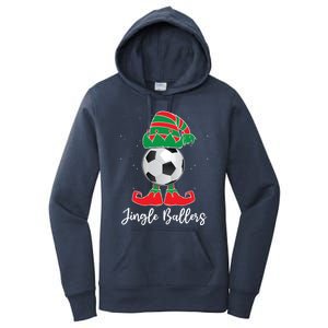 Jingle Ballers Christmas Soccer Ball Xmas Elf Squad Holiday Gift Women's Pullover Hoodie