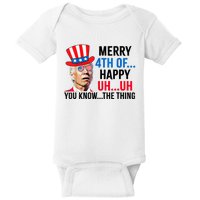 Joe Biden Confused Merry 4th Of July Funny Independence Day Baby Bodysuit