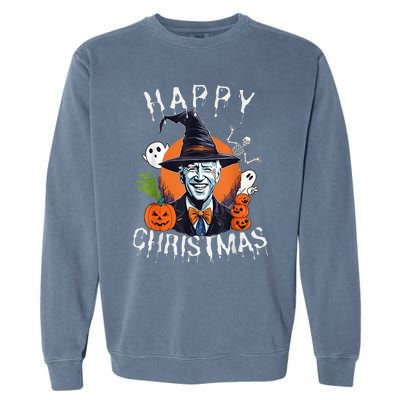 Joe Biden Confused Happy Christmas Funny Halloween Garment-Dyed Sweatshirt