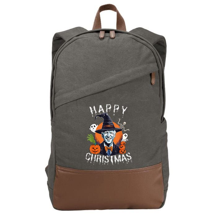 Joe Biden Confused Happy Christmas Funny Halloween Cotton Canvas Backpack