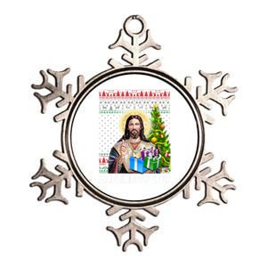 Jesus Birthday Christmas Xmas Holiday Funny Ugly Gift Metallic Star Ornament