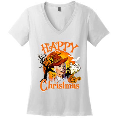 Joe Biden Confused Happy Christmas Funny Halloween Women's V-Neck T-Shirt