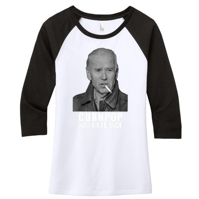 Joe Biden Cornpop Was A Bad Dude Meme T Women's Tri-Blend 3/4-Sleeve Raglan Shirt