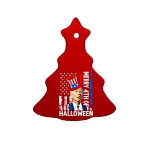 Joe Biden Confused Merry 4th Of Halloween Fourth Of July Gift Ceramic Tree Ornament