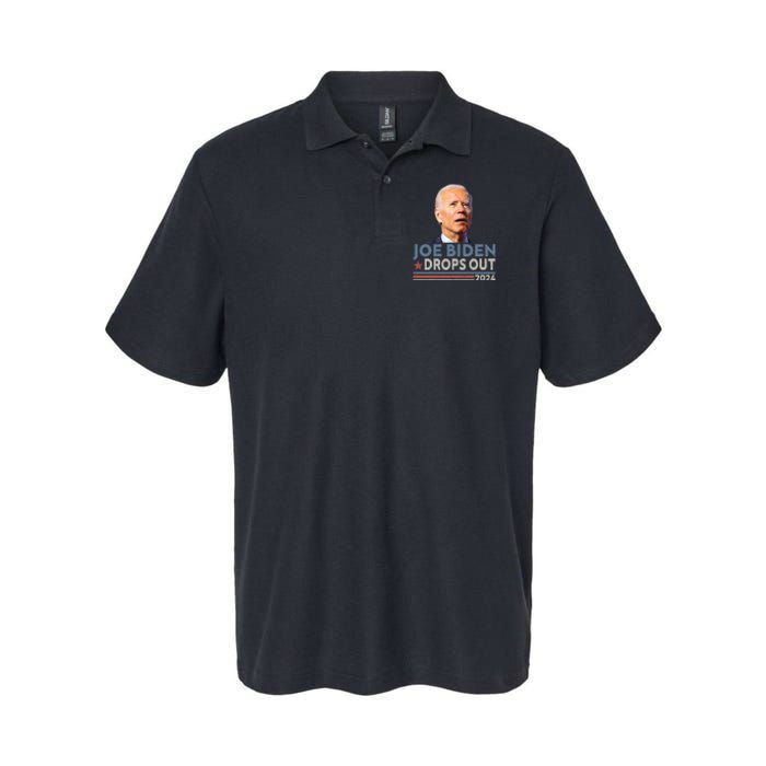 Joe Biden Drops Out 2024 Pro Trump Softstyle Adult Sport Polo