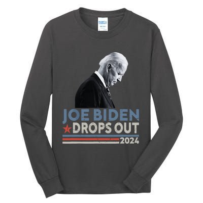 Joe Biden Drops Out 2024 We Support Trump Tall Long Sleeve T-Shirt