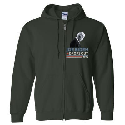 Joe Biden Drops Out 2024 We Support Trump Full Zip Hoodie