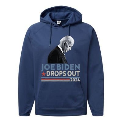 Joe Biden Drops Out 2024 We Support Trump Performance Fleece Hoodie