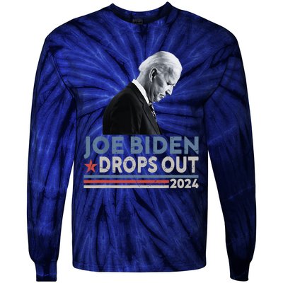 Joe Biden Drops Out 2024 We Support Trump Tie-Dye Long Sleeve Shirt