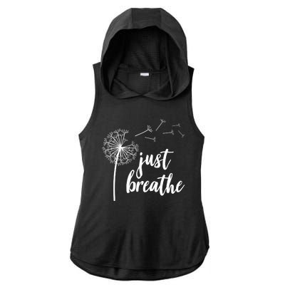 Just Breathe Dandelion Mental Health Ladies PosiCharge Tri-Blend Wicking Draft Hoodie Tank