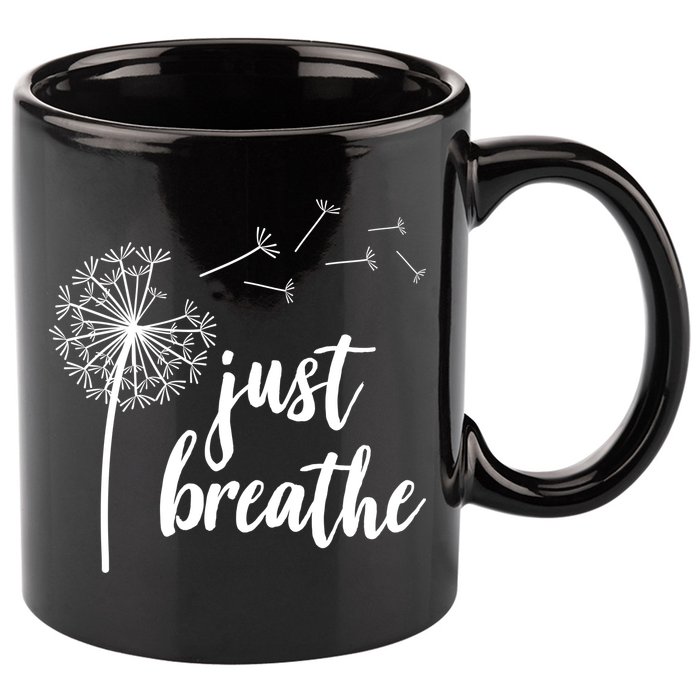 Just Breathe Dandelion Mental Health 11oz C Handle Ceramic Mug