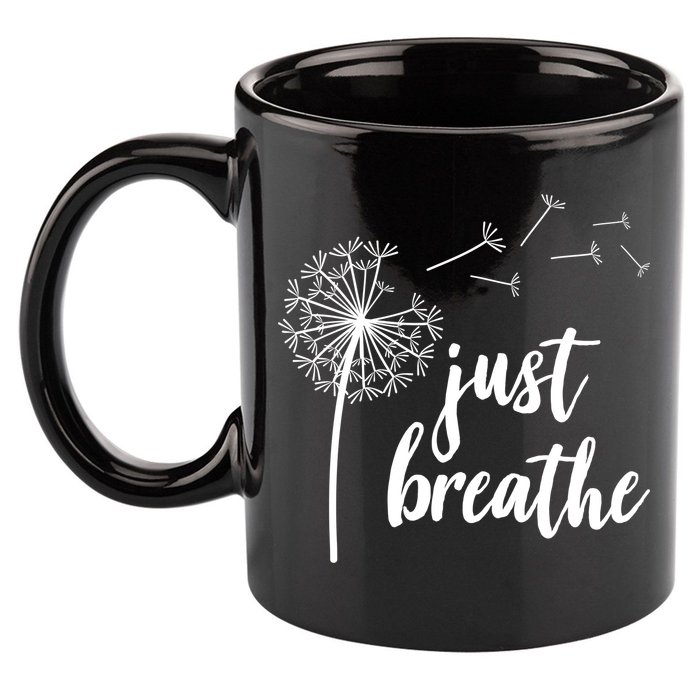 Just Breathe Dandelion Mental Health 11oz C Handle Ceramic Mug