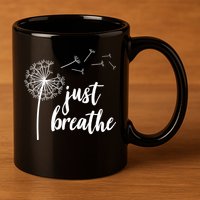 Just Breathe Dandelion Mental Health 11oz C Handle Ceramic Mug