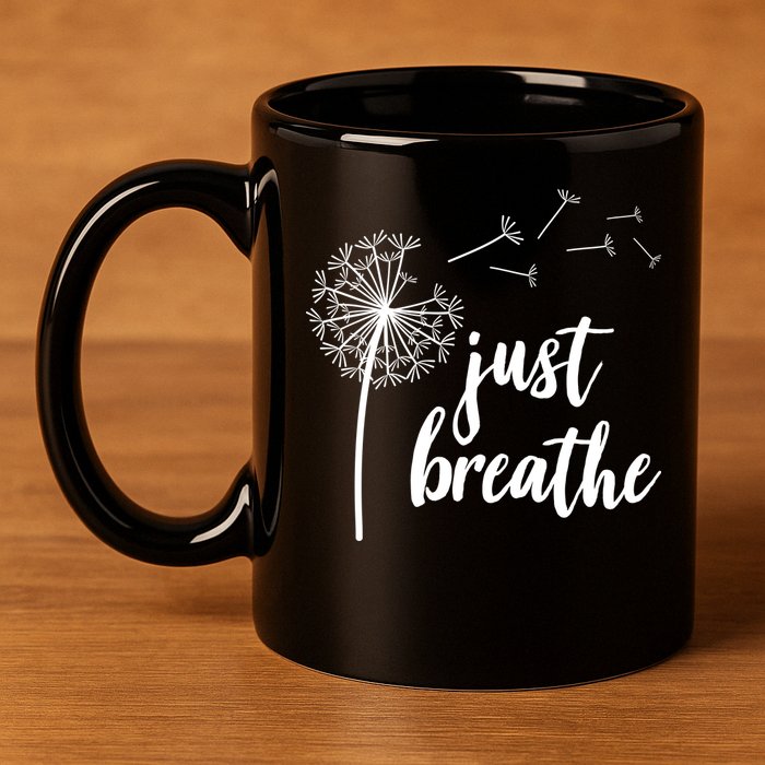 Just Breathe Dandelion Mental Health 11oz C Handle Ceramic Mug