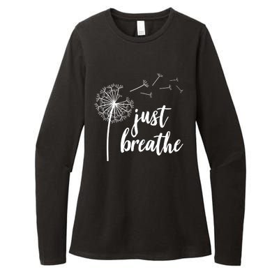 Just Breathe Dandelion Mental Health Womens CVC Long Sleeve Shirt