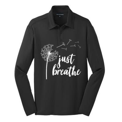 Just Breathe Dandelion Mental Health Silk Touch Performance Long Sleeve Polo