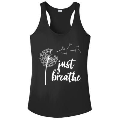 Just Breathe Dandelion Mental Health Ladies PosiCharge Competitor Racerback Tank