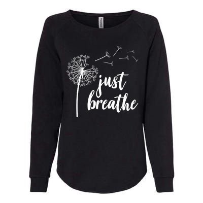 Just Breathe Dandelion Mental Health Womens California Wash Sweatshirt