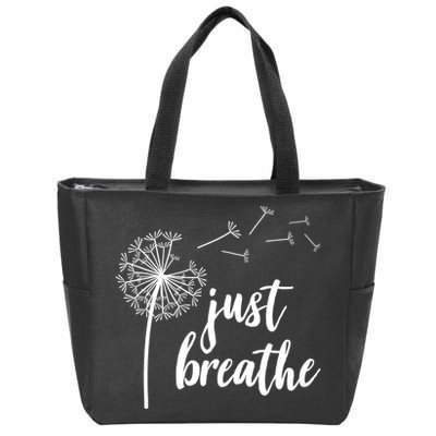 Just Breathe Dandelion Mental Health Zip Tote Bag