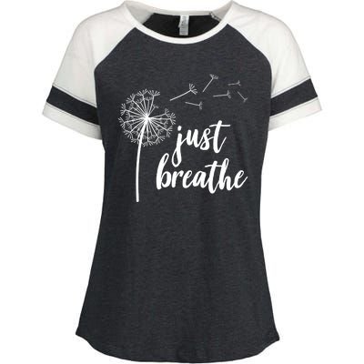 Just Breathe Dandelion Mental Health Enza Ladies Jersey Colorblock Tee