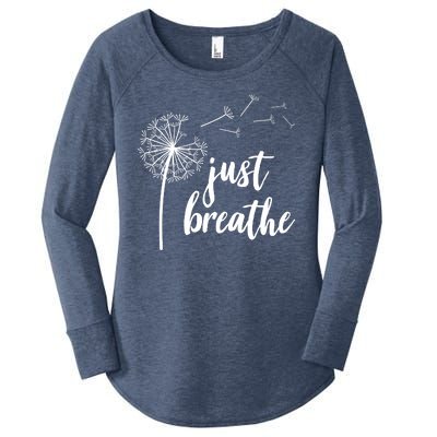 Just Breathe Dandelion Mental Health Women's Perfect Tri Tunic Long Sleeve Shirt