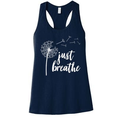 Just Breathe Dandelion Mental Health Women's Racerback Tank